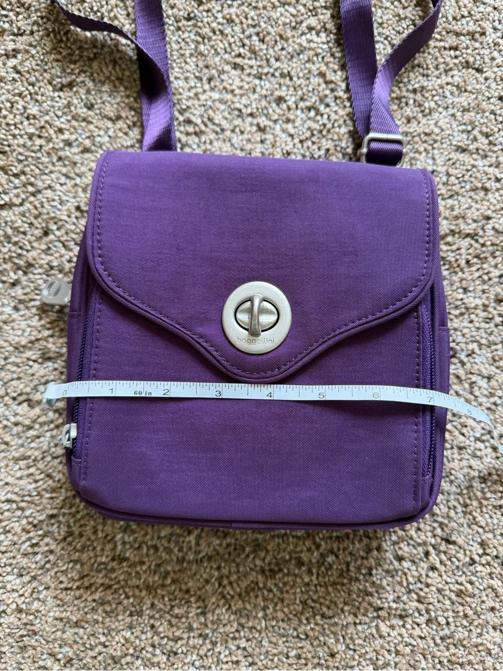 BAGGALLINI Plum Purple Kiss-Lock Nylon Zippered Crossbody Shoulder Bag
